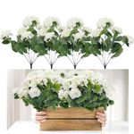 ECYANER 4 Pack Artificial Flowers, 14'' Geranium Silk Flower for Outdoors, UV Resistant Garden Plants Bush Faux Flowers for Outdoors Floral Home Decor Indoor Garden