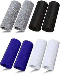 8 Pieces 6 Inch Wrist Sweatband Sports Wristbands Tennis Elastic Athletic Wrist Bands for Men and Women Wide Wrist Protection Band Long Size for Basketball Running (Black, White, Dark Grey, Blue)