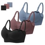 habibee Womens Nursing Bra Seamless Sleep Breastfeeding Maternity Bra with Remove Bra Pads Extenders 3 Pack