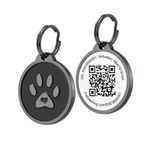 Pet Dwelling 2D QR Code Pet ID Tag - Dog Tags - Cat Tags - Online Pet Profile - Instant Email Alert of Scanned QR Tag Location(Lux Black Paw)