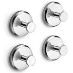 HOME SO Towel Hook with Superior Suction Cup Vacuum Holder - Removable & Repositionable Hanger for Bath Robe, Coat, Loofah (Pack of 4)