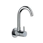 Jaquar Stainless Steel Polished Sink Cock With Regular Swinging Spout (Wall Mounted Model) With Wall Flange, Silver