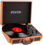 Fenton Portable Bluetooth Suitcase LP Record Player with Built in Speakers - BROWN Briefcase Turntable - Convert vinyl to MP3-3 Speed