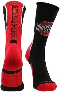 TCK Ohio State University Buckeyes Socks Perimeter Crew (Black/Scarlet, X-Large)