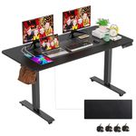 farexon 55 x 24 Inch Electric Standing Desk Adjustable Height, Sit-Stand Desk with Oversized Mouse Pad， Double Crossbeam Structure, Four Preset Heights, 27''-45'' Lifting Range Stand up Desk