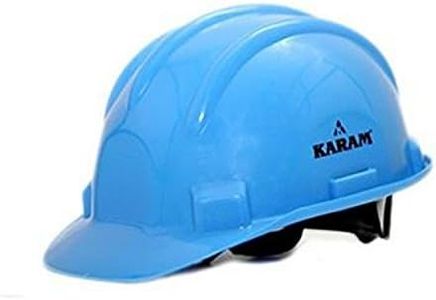 Karam PN501 Safety Helmet for Men Industrial and Construction Use| Manual Adjustment Type with Adjustable Chin Strap| Triple Corrugation and is Certified Safety Helmet Lamination Blue