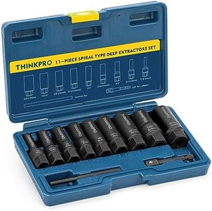 ThinkPro 11-Piece Spiral Deep Bolt Extractor Set,Impact Bolt & Lug Nut Remover kit, Nut Extractor Socket Set for Removing Stud,Broken,Stripped,Frozen,Rusted,Rounded-Off Bolts,Damaged Nuts & Screws.