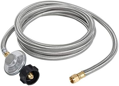 GasSaf 6 Feet Propane Regulator and Hose Universal Grill Regulator with Stainless Steel Braided Hose for QCC1 Low Pressur LP Gas Grill, Heater and Fire Pit Table,3/8" Female Flare Nut