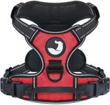 Joytale No Pull Dog Harness for Large Dogs, Reflective Pet Vest with 2 Leash Clips, Adjustable Soft Padded Harnesses with Easy Control Handle for Training and Walking, Red, L