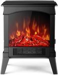 NETTA Stove Heater Electric Fireplace With Fire Flame Effect, Safety Tip Over Switch, Freestanding Portable Electric Log Wood Burner Effect