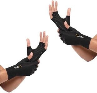 Copper Compression Arthritis Gloves | Fingerless Arthritis Carpal Tunnel Pain Relief Gloves For Men & Women | Hand Support Wrist Brace For Rheumatoid, Tendonitis, Swelling, Crocheting 2 Pairs Black S