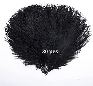Hollosport Lot de 30 plumes d'autruche 10 à 12 cm pour loisirs créatifs, loisirs créatifs, décoration de la maison 10-12inch Noir