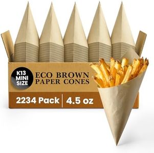 Friteshop Premium Eco Brown Paper Cones K-13 Mini 4.5 oz - Disposable, Grease Absorbing - Hors d’oeuvres and French Fries Holder, Catering and Parties - Durable European Made Snack Holder - 2234 Count