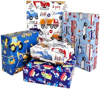 ZCOINS 4 Sheets 70 x 50CM Vehicle Wrapping Paper for Kids Mens Police Car Ambulance FireTruck and Helicopter Emergency City Rescue Theme Transport Gift Paper Bulk for Birthday Party DIY Crafts Paper Supplies