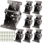 SHEUTSAN 8 Pack Foldable Self Lock Hinges with Mounting Screws, Rigid Folding Brackets Table Leg Support Bracket for Folding Table Leg Bed Feet, Black