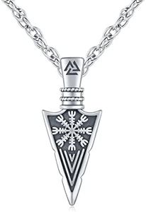Collier avec pendentif en forme de pointe de flèche viking en argent sterling 925 - Boussole nordique - Collier viking pointe de flèche - Bijoux pour homme, ami, frère, femme, Argent sterling