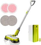 Cordless Electric Mop, Electric Spin Mop with LED Headlight and Water Spray, Up to 60 mins Powerful Floor Cleaner with 300ml Water Tank, Polisher for Hardwood, Tile Floors, Quiet Cleaning & Waxing