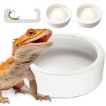 Worm Dish - Large 2 Pcs Reptile Food Water Bowl Lizard Gecko Ceramic Pet Bowls, Mealworms Bowl for Bearded Dragon Chameleon Hermit Crab Dubia Rock Reptile Cricket Dish Anti-Escape Mini Reptile Feeder