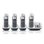 Motorola CD5014 DECT 6.0 Cordless Phone with Answering Machine, Call Block and Volume Boost, White, 4 Handsets