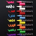 8 Pack Chalk Pens & Markers Glass & Window Pens Dry Erase with Reversible Bullet & Chisel Tip Fluorescent Markers Highlighters for Art LED Menu Board Bistro Boards Chalkboard Blackboard Whiteboard