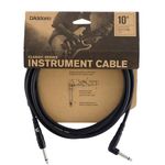 D’Addario Accessories Classic Series Guitar Cable - Instrument Cord with ¼ Inch Ends - Durable & Reliable - Bass or Guitar Cord - Right Angle - 10 feet