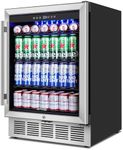 ORYMUSE 24" Beverage Refrigerator & Cooler, 180 Cans Under Counter Fridge with Lock, Glass Door & Powerful Cooling Compressor - Quiet, Built-in/Freestanding Drink Fridge