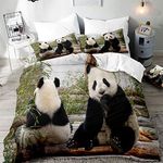 Duvet Cover Set for Single Double King Bed, Morbuy 3D Panda Printed Bedding Sets Boy Girl Bedroom Microfiber Duvet Set Quilt Case with Pillowcases (Baby panda,220x260cm)