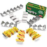 Taco Stand - Oven & Dishwasher Safe Stainless Steel Taco Holder With Handles - Set of 10 - Fill & Serve Taco Rack With Ease - by Fiesta Kitchen