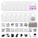 47pcs DIY Baby for Bibs Decorating Kit, including 15pcs White Baby for Bibs to Decorate, 22pcs Baby Stencils for Painting, 10pcs Fabric Markers, Blank Design for Bibs, Baby Shower Game