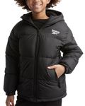 Reebok Boys' Winter Jacket – Heavyweight Quilted Puffer Parka Coat - Weather Resistant Ski Jacket for Boys (8-20), Black, 14-16