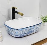 BASSINO Art Wash Basin Counter top,Tabletop Ceramic Bathroom Sink/Basin (455 x 325 x 135 mm)