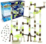 Marble Genius Marble Run Starter Set STEM Toy for Kids Ages 4-12 - 130 Complete Pieces (80 Translucent Marbulous Pieces and 50 Glass Marbles), Construction Building Block Toys, Theme (Space)