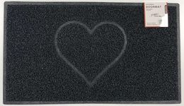 Nicoman Outdoor Door Mat Wet Area Shower Room Swimming Pool Side Boat Floor Drainage Hollow Doormat (29.5x17.3inches/75x44cm)【HEART, Black】