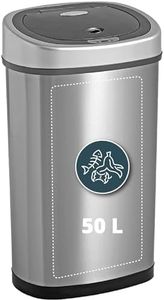 Homra Cubo de Basura Automático de Acero Inoxidable Fonix 50 Litros | Papelera Reciclaje con Sensor | Basurero de Cocina 50L