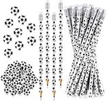 36 Pcs Sports Pencils and 36 Pcs Sports Ball Erasers Fun Wooden Pencils with Sports Eraser for Kids Sports Themed Birthday Party Favors School Office Supplies (Soccer)