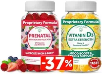 Lunakai Prenatal and Vitamin D3 Gummies Bundle - Pregnancy Multivitamin Gummy with Iron & Folic Acid - Immunity, Bone and Mood Support Supplement for Adults