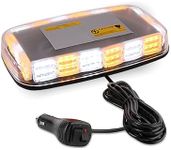 Polieez 108LED Roof Top Strobe Light for Trucks, 11" Emergency Light for Vehicles, 12-24V Amber Strobe Light Bar with Magnetic Base, Flashing Light for Vehicles Trucks Snow Plow (Amber Mix White)