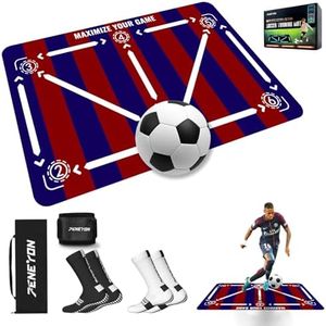 Soccer Training Mat with Soccerball socks-Non-Slip Soccer Training Equipment for Adults and Professional Athletes to Boost Speed, Strength & Coordination | Soccer Trainer for Indoor/Outdoor Drills