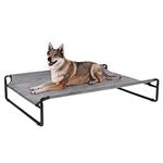 Veehoo Original Cooling Elevated Dog Bed, Outdoor Raised Dog Cots Bed for Large Dogs, Portable Standing Pet Bed with Washable Breathable Mesh, No-Slip Feet for Indoor Outdoor, X-Large, Black Silver