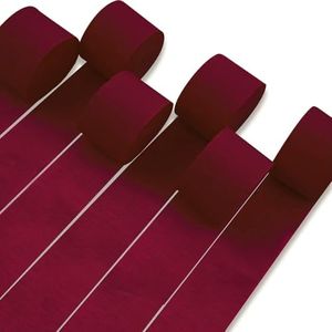 PartyWoo Crepe Paper Streamers 6 Rolls 492ft, Pack of Burgundy Crepe Paper Streamers Decorations, Crepe Paper for Birthday Decorations, Party Decorations, Wedding Decorations (1.8 in x 82 Ft/Roll)