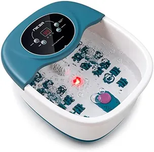 Foot Spa Bath Massager with Heat, Bubble, Vibration and Temperature Control, 22 Massaging Rollers Foot Soak Tub for Foot Pain Relief, Pedicure Foot Soaker with Acupressure Massage Points & Red Light