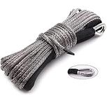 Synthetic Winch Rope String Line Cable 1/4" 50ft 7700LBs ATV UTV SUV Truck Boat Towing Synthetic Winch Recovery Rope(Gray)