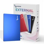 SUHSAI 1 TB External Hard Drive USB 2.0 Portable HDD Storage and Backup Hard Disk Memory Expansion - Ultra Slim 2.5" Harddrive Compatible with PC, MAC, Laptop, Desktop Computer, Chormebook (Blue)