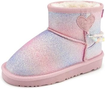 Stelle Girls Snow Boots Warm Winter Boots for Toddlers/Little/Big Kids（Rainbow Blue,9MT