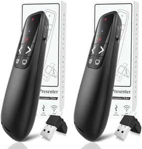 (2 Units) Presentation Clicker PowerPoint Presenter Remote: Laser Pointer Project Power Point PPT Clicker for Mac Laptop Office, Wireless Computer Clickers Slideshow Google Slide Advancer