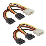 PARUHT 4 Pin Molex to Dual SATA Power Y Cable for Internal Hard Disk Drive, HDD, SSD & DVD Writer (Pack of 2),Multi-Colored