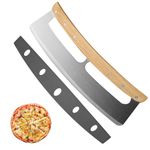 NAJIESUN Stainless Steel Pizza Cutter Single Rocker, Stainless Steel Pizza Slicer with Protective Cover, Pizza Slicer Pizza Cutter Rocker for Cutting Pizza, 13 Inch