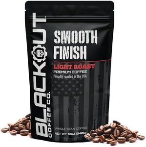 Blackout Coffee, Smooth Finish, Ground or Whole Bean, 100% Light Roast Arabica Beans, Small Batch Fresh Roasted in the USA – 12 oz Bag (Whole Bean)