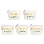 ElegantPark Bride Bridesmaid Gifts Set of 5 Maid of Honor Gift Wedding Party Gifts for Bridesmaid Makeup Bag Gifts for Bridesmaid Cosmetic Bag Canvas