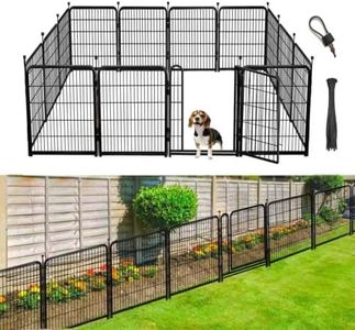 Getlay 56in Tall Garden Fences, 4.6ft High Fence and Borders for Dogs, 10 Panels Total 22.1Ft Long, Gate 21 inches Wide with Low Sills, Fence for Dogs Outside, Flower Bed Fencing, Animal Barrier Fence